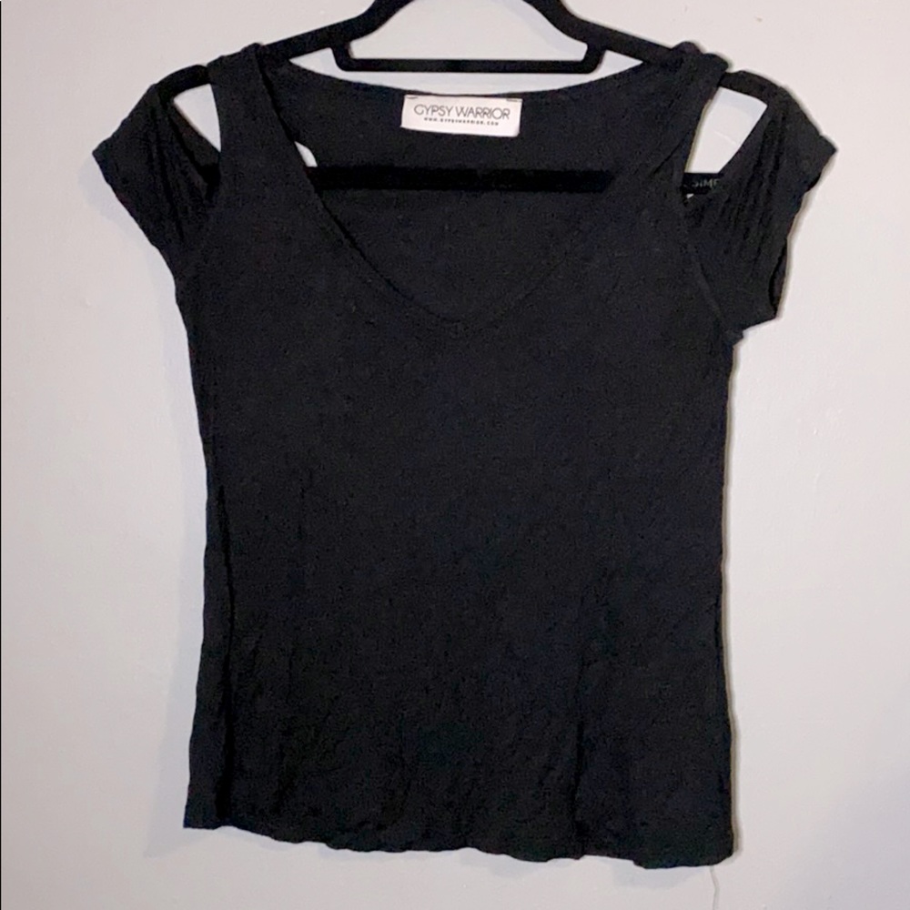 Gypsy Warrior Black Cold Shoulder Top